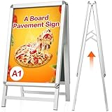 VAIIGO DIN A1 Kundenstopper Outdoor, Plakatständer wetterfest, doppelseitiger Aufsteller inklusive Schutzfolie, A-Rahmen Ständer für Werbung & Messen (A1, Silber)