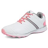 Damen-Golfschuhe, professionell, wasserdicht, Golfschuhe, bequem, ohne Stiche, rosa / weiß, 40.5 EU