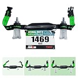 RaceFuel Triathlon Startnummernband Laufgurt mit Tasche für Handy mit Nummernhalter & 6 Halter Softflask oder Gel für Joggen Radfahren Marathons (Mit Tasche + 2x150ml Flask)