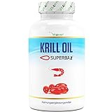 Krill Öl - 120 Kapseln - Markenrohstoff: Superba Antarktis Krillöl - Reich an EPA + DHA + Astaxanthin + Phospholipide + Omega 3 Fettsäuren - Aus nachhaltigem Anbau