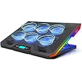 KLIM Glacier Laptop Kühler - NEU 2023-6 Fans Laptop Kühler Stand mit RGB-Hintergrundbeleuchtung - 11' - 17' - Gaming Laptop Lüfter - USB Powered - Stabil und leise - Für PC, Mac, Xbox One, PS4