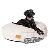FREUDENTIER® orthopädisches Hundebett XL 100cm rund, flauschig & waschbar, Memory Foam, Made in EU, Hundesofa für mittelgroße & große Hunde in grau