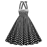 DRALOFAO Rockabilly Kleider Petticoat Kleid Damen Ärmellos Polka Dots Vintage Swing Coctailkleid Hochzeit Festlich Knielang Kleid Tunika Elegant Partykleid A-Linie Kleider Ballkleid