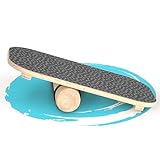SportPlus Balance Board aus Holz mit Rolle, rutschfestes Griptape, ideal für Gleichgewichtstraining, Wackelbrett, Balancierbrett, Gleichgewichtstrainer, Nutzergewicht bis 100kg