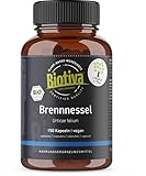 Biotiva Brennnessel Bio 150 Kapseln - 450mg je Kapsel - Brennesselblatt-Pulver - Urticae folium - Höchste Reinheit - Abgefüllt und kontrolliert in Deutschland - Vegan