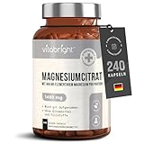 Magnesiumcitrat 1480mg, 240 Magnesium Hochdosiert Kapseln (444mg Elementares Magnesium Pulver) Pur Magnesiumcitrat Pulver Kapseln, Magnesium Citrat/Magnesium Citrate Kapseln VitaBright