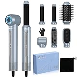 UKLISS Airstyler Lockenstab Set,UKLISS Hairstyler Warmluftbürste 6 in 1, 3 Temperaturanpassungen Haarstyler, Ionen Föhnbürste Set, zum Trocknen, Locken, Glätten der Haare(Blau)