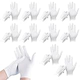 10 Paar Weiße Handschuhe Baumwolle, Stoff Handschuhe Weiss, Waschbares Und Dehnbares Tuch Für Mehrzweck, Care Baumwollhandschuhe, Bequem Und Atmungsaktiv, Für Hautpflege, Schmuck Untersuchen, Usw