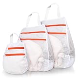 Cozary 3 Stück Wäschenetz für Waschmaschine, [Upgrade] Doppelte Schicht Wäschesack mit Reißverschluss, Wäschebeutel für BH, Socken, Unterwäsche, Babykleidung - Weiß (30x30 cm, 40x40 cm, 50x50cm)