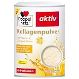 Doppelherz Kollagenpulver mit Vitamin C, Zink und Biotin, 5000 mg Kollagenhydrolysat je 7,5 g Pulver, 40 Portionen, Zitronen Gechmack, 300 g