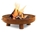 BBQ-Toro Feuerschale Ø 60 cm | Rostoptik | Outdoor Feuerstelle mit DREI Standbeinen und Zwei Griffen | Feuerschalen für den Garten, Brennschale, Garden Fire Pit, Fire Bowl, Feuerwanne