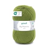 Gründl Wolle Big Mamma uni - XXL Wolle zum Stricken - Strickgarn - Weich und hautfreundlich - 100% Polyacryl - 1 Knäuel 400 g / 1040 m - Nadelstärke 3,5-4,5 - grasgrün