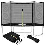 Trampolin Netz 305 cm Ersatznetz Sicherheitsnetz für Trampolin 305 cm 8 Stangen, UV-beständig Trampolinnetz Trampolinschutz Trampolinersatznetz Rundes Schutznetz für Gartentrampolin Ersatznetz Schwarz