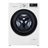 LG F4WV709P1E, Klasse A, Frontlader-Waschmaschine 9 kg, Wi-Fi, AI Direct Drive, Tiefenreinigung mit Dampf, TurboWash 360°, Große Kapazität, Außentür aus gehärtetem Glas, 60 x 62 x 85 cm ꟷ Weiß