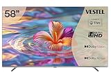 Vestel Fernseher 58 Zoll Smart TV Powered by TiVo, 4K UHD Fernseher mit Dolby Vision HDR, Dolby Atmos und integriertem Triple-Tuner, LED TV 58UT9840 schwarz