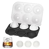 Eiswürfelform Silikon, Groß Eiswürfel Form mit Deckel Eiswürfelbehälter 5 cm Rund Eeiswürfel Kugel 6-Fach Eiswürfelbereiter, BPA Frei Ice Cube Tray für Bier Cocktails Whisky