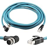 Lonlonty M12 8-polige Buchse auf RJ45-Kabel, A-kodiert, Cat6, industrielles Ethernet, abgeschirmtes Kabel für Cognex und Automatisierungsanwendungen, SFTP 26 AWG, 5 m