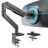 WORLDLIFT Einzelmonitorarm Schreibtischhalterung für 17-49 Zoll flache und gebogene Bildschirme, robuste Aluminium-mechanische Feder-Monitorhalterung bis zu 20 kg, VESA bis 100 x 100 75 x 75, Schwarz