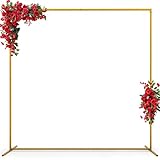 Goldener Hochzeitsbogen für Zeremonie, 2M x 2M Metall-Ballonbogenständer-Set, Garten, Blumenbogen, Rahmen, Hintergrund für Jahrestag, Geburtstag, Party, Brautparty, Dekoration