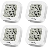 Vaikby Mini Digital Thermometer Hygrometer innen 4 Stück, raumthermometer zimmerthermometer temperatur und luftfeuchtigkeitsmesser, Hochgenauer temperatursensor für Innenraum Babyraum Wohnzimmer Büro