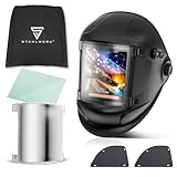 STAHLWERK Automatik-Schweißhelm 3-in-1 TITAN – Schweißerhelm mit True-Colour, autom. Abdunkelung DIN 4-14, Jobspeicher, optische Klasse 1/1/1/1, Sichtfeld 104 x 104 mm, Schweißschild, Schweißmaske