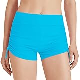 outfit spring Damen Badeshorts Badehose Kurze Schnell Trocknend Boardshorts Hohe Taille Gummibund Schwimmshorts Schwimmhose Bikinihose mit Taschen für Sommer Strand Wassersport M Zeichenfolge Blau