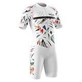 Herren Pro Fahrrad Skinsuit Kurzarm,Triathlon Anzug Herren,Einteiliges Radtrikot,Trisuit Einteiler,Triathlonanzug,3Taschen für Wettkampf Run, Cycle,Swim,Strumpfhosen (Typ-1,L)