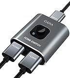HDMI Splitter HDMI Switch, GANA 4K HDMI Verteiler Bidirektionaler 2 In 1 Out oder 1 In 2 Out Aluminium Manueller HDMI Umschalter unterstützt HD 4K 3D für HD TV/Fire Stick/Xbox/PS3/PS4 (Silber)