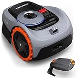 Navimow i105E+Garage, Mähroboter ohne Begrenzungskabel, Empf. 500 m², Max. 600 m², RTK+Vision Rasenmäher Roboter Testsieger, Igelschutz Rasenroboter, KI Auto Kartierung