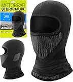 SHIMA X-Comfort Sturmhaube Motorrad Damen Herren Balaclava Sommer Winter Haube Unter Helm Atmungsaktiv Maske Schnelle Trocknung Outdoorsports Unterhelm (Unisex, Schwarz, M-L)