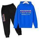 OSOZOGA 2024 Trapstar Anzug Kinder Trapstar Jogginganzug 2-teilig Herbst Leichte Trapstar Logo Trainingsanzug Sportanzug Tracksuit Jungen Mädchen Unisex Jogging Frühling Hoodie Set Blau 160