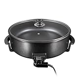 ecolle Hochwertige elektrische Pizzapfanne Partypfanne 42 cm/Grillpfanne/Elektropfanne/Pizzaofen /Crepe /Paella Pfanne/Hot Pot, Leistung 1500 (42cm x 9cm)