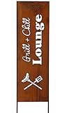 Schild Spruchtafel Gartenschild Edelrost rostige Gartendeko 115cm Edelrost (Grill & Chill)