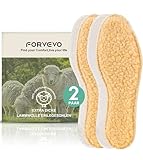 FORVEVO 2 Paar Lammwolle Einlegesohlen Herren Damen,Natürliche Thermo Schuheinlagen Winter,Bequem Wärme sohlen,Weich Warme Schuheinlagen,Kalte Füße-Größe 45