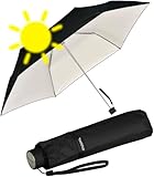 Doppler Regenschirm Mini Taschenschirm Havanna Stick mit UV- und Hitzeschutz - simply black-ivory