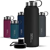 720°DGREE Edelstahl Trinkflasche 1200ml “noLimit” - Auslaufsicher, Kohlensäure geeignet, BPA-Frei - Thermosflasche, Isolierflasche mit Schraubverschluss für Sport, Fitness, Outdoor +Gratis Sportdeckel