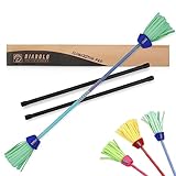 Diabolo Freizeitsport Flowerstick Pro (blau-türkis) – Profi-Flowerstick aus Fiberglas inkl. 2 Handstäben, UV reaktiv, handbemalt, Festival-Hingucker