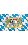 Runesol Bayern Flagge für Balkon, 91x152cm, Oktoberfest Flagge, Bayerische Landesflagge mit 4 Ösen, München, Rautenflagge, Premium-Flaggen für drinnen und draußen, lebendige Farben