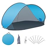 Duhome Strandmuschel Pop Up Strandzelt UV Schutz Wurfzelt Wetter- und Sichtschutz Campingzelt für Familien Strand Camping, Blau