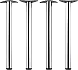 Trintion 4 Stück Tischfuß 710-730mm Regulierbare Tischbeine Ø60mm Stahlbeine Metall Tischbeine mit Bodenschutzkappe und Schrauben für Frühstückstisch Schreibtisch Arbeitsplatten (Mattchrom)