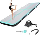 KIKILIVE 20CM Hoch Gymnastikmatte Tumbling Matte, 4M Aufblasbar Gymnastik Track Matte Air Turnmatte mit Luftpumpe Aufblasbare Sportmatte für Fitness/Outdoor/Yoga/Training usw