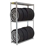 TRUTZHOLM® Reifenregal 8 Reifen 795 kg 180x120x40 cm Gummischutz/Kantenschutz höhenverstellbar Reifenständer Steckregal Lagerregal höhenverstellbar Garagenregal Werkstattregal Schwerlastregal