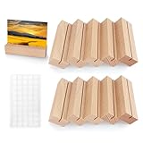 YSWOVUO 10 Stück Kartenhalter Holz, 10 x 3 x 2cm Tischkartenhalter mit Doppelseitigen Klebstoff, Fotohalter Menükartenhalter Kartenständer Postkartenhalter für Hochzeiten Restaurants Bankette Partys