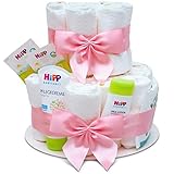 MilaBoo® 2-stöckige Windeltorte Mädchen mit Premiumprodukten I Besonderes Geschenk zur Geburt I Persönliches Babygeschenk zur Taufe und Babyparty (rosa)