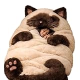 190 x 80 cm Erwachsener-Schlafsack, Adorable Cats Envelopes Sleeping Bag, Indoor Katzen-Plüschschlafsack, Bequemer Schlafsack und Flauschiges Kissen in einem, für Erwachsene (D)