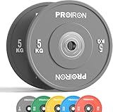 PROIRON Hantelscheiben, Olympic Bumper Plates 50mm, 5-25kg, Hartgummi, Hanteln Gewichtsscheiben nach IWF Standard
