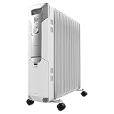 Cecotec Ölheizkörper ReadyWarm 11000 Space. 2500 W Ölheizkörper mit 11 heizrippen und 3 Leistungsstufen, 25 m² Wirkungsbereich, Kabelaufbewahrung, einfacher Steuerung, Griff, Rädern