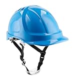 HÖGERT TECHNIK - Schutzhelm PLONER blau, Bauhelm aus ABS, EN 397, Ratschensystem, Belüftung, Kinnriemen, Arbeitshelm für Baustelle & Industrie, Sicherheitshelm verstellbar