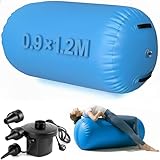 0.9 * 1.2M Air Rolle Turnen, Aufblasbare Barrel Gymnastik Rolle mit Pumpe, Gymnastik Yoga Turnmatte für Rückwärtsrolle & Flickflack, Airtrack Matte für Kinder & Erwachsene Indoor/Outdoor Wasserdicht