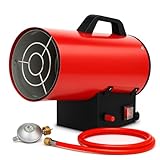 EBERTH Gasheizgebläse 15 kW Direkt, Heizkanone Gas, Luftdurchsatz 320 m³/h, Gasheizer mit Schlauch, Druckminderer, für Propan-/Butangasflasche, Gas Heizgebläse mit Überhitzungsschutz, Flammensicherung